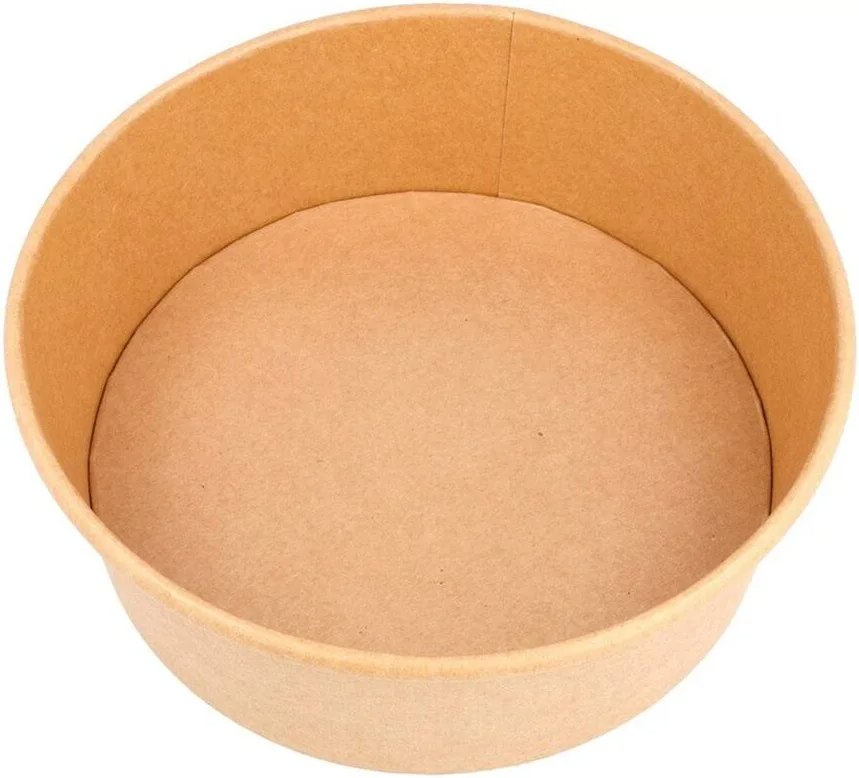 Bol rond en carton kraft, vue de trois quarts